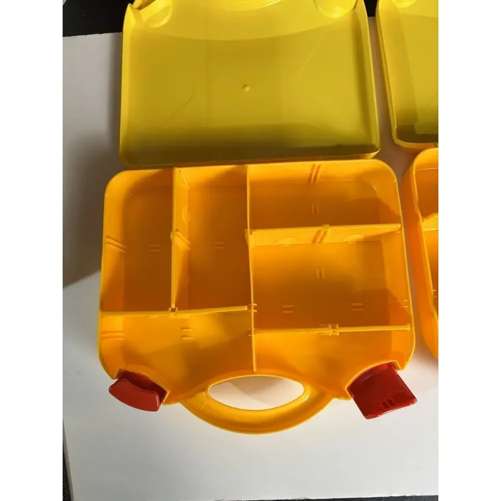 LEGO Set of 2 Storage Carrying Cases Yellow & Orange Adjustable Dividers VG Cond